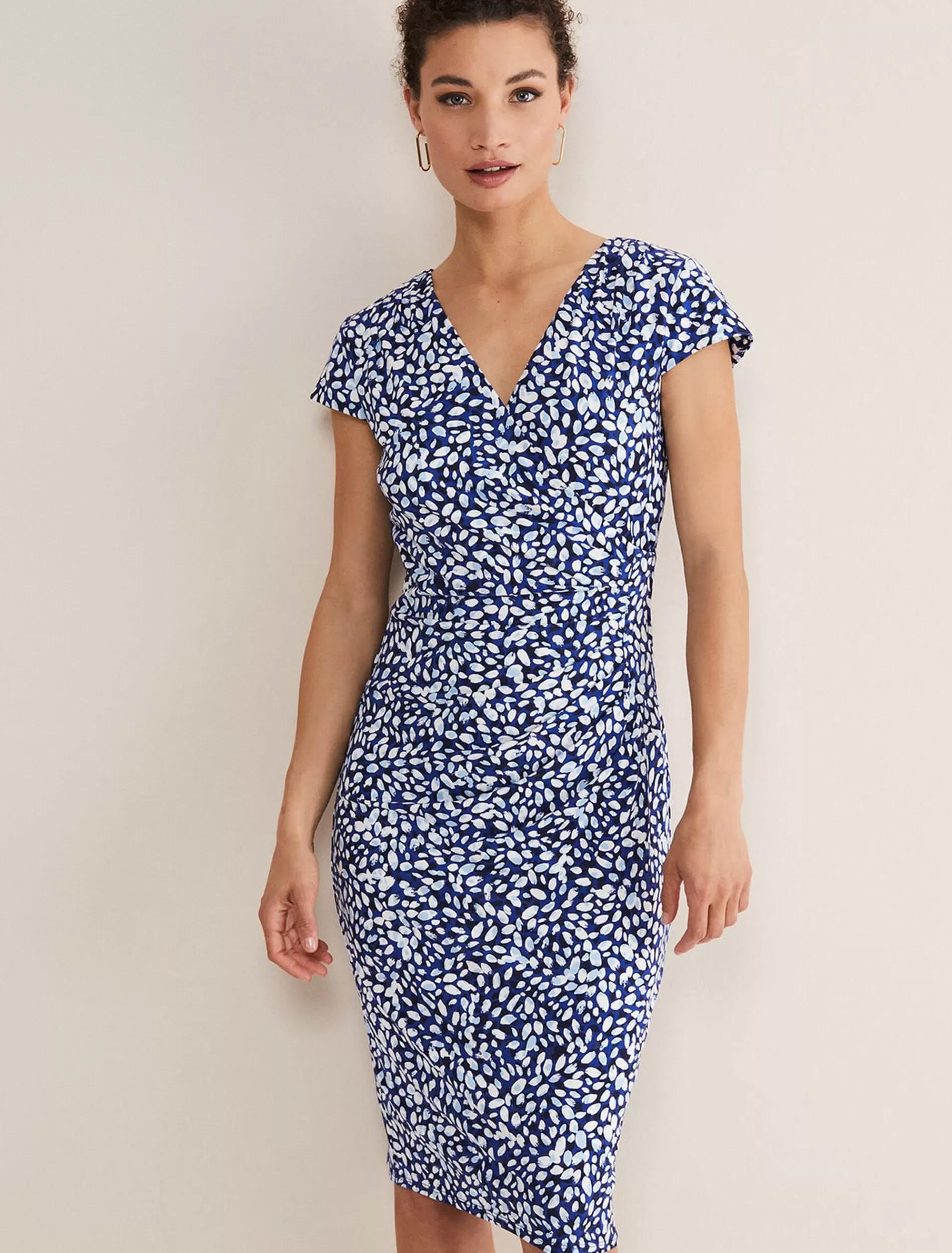 Phase Eight Brooke Printed Wrap Dress Blue/Multi Fashion