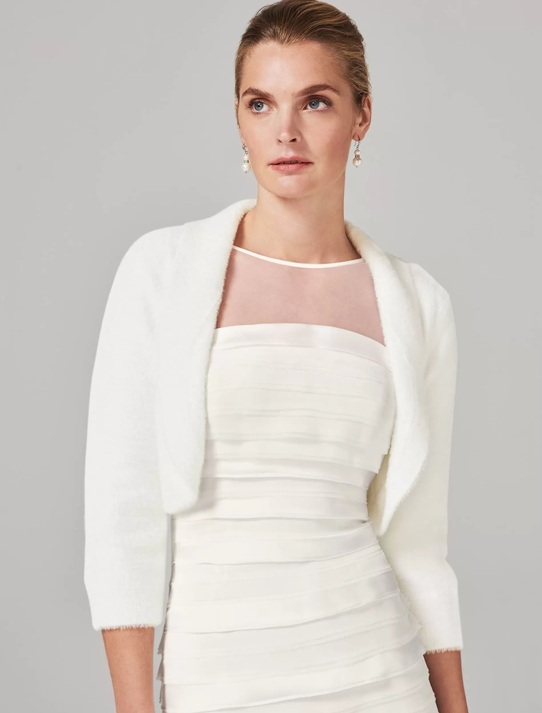 Phase Eight Fay Fluffy Bolero Ivory Flash Sale