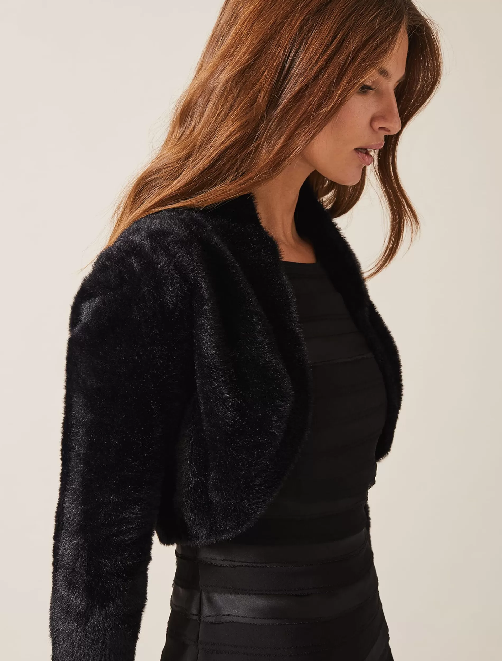 Phase Eight Fay Fluffy Bolero Black New