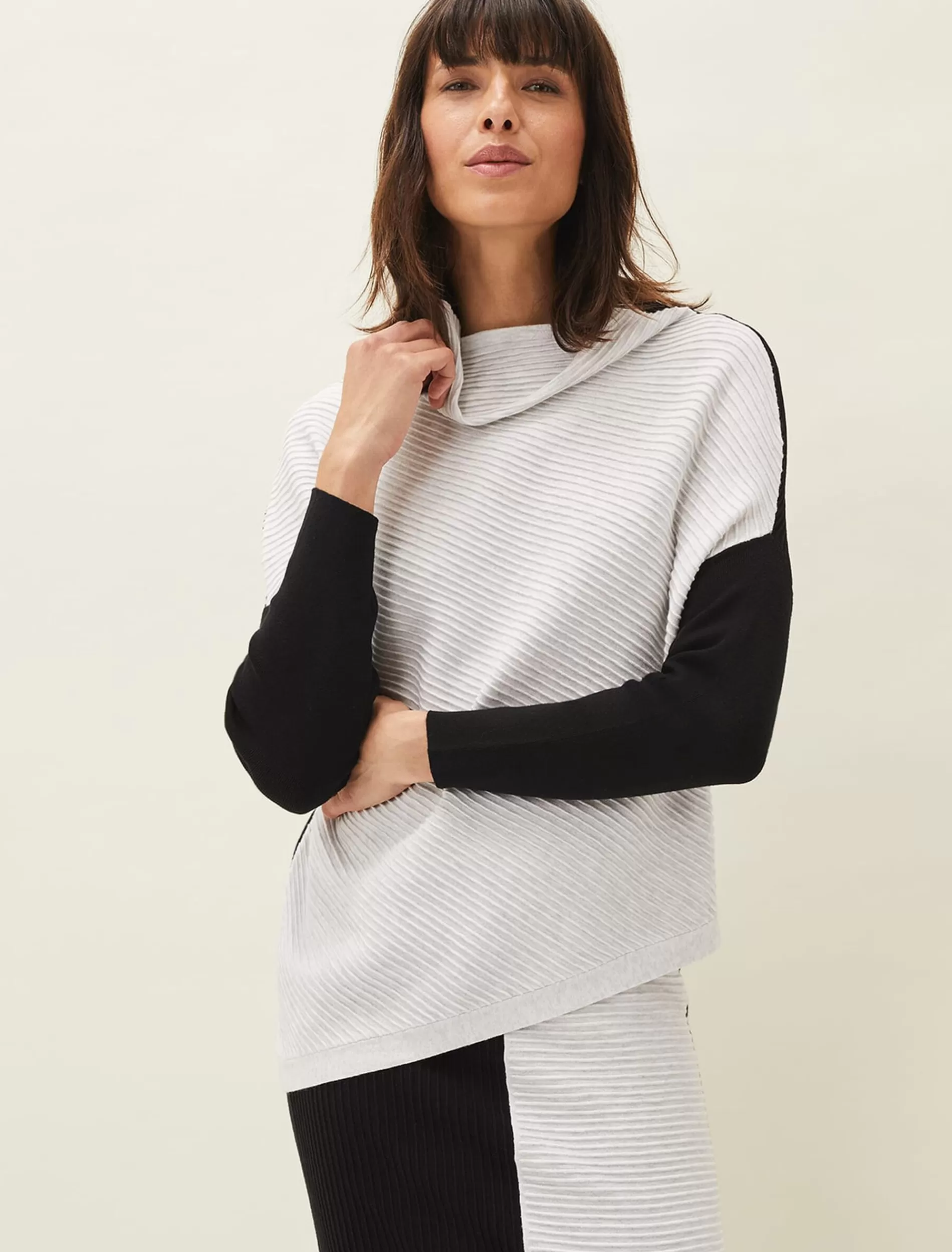 Phase Eight Flo Colourblock Knitted Co-Ord Jumper Black/Grey Shop
