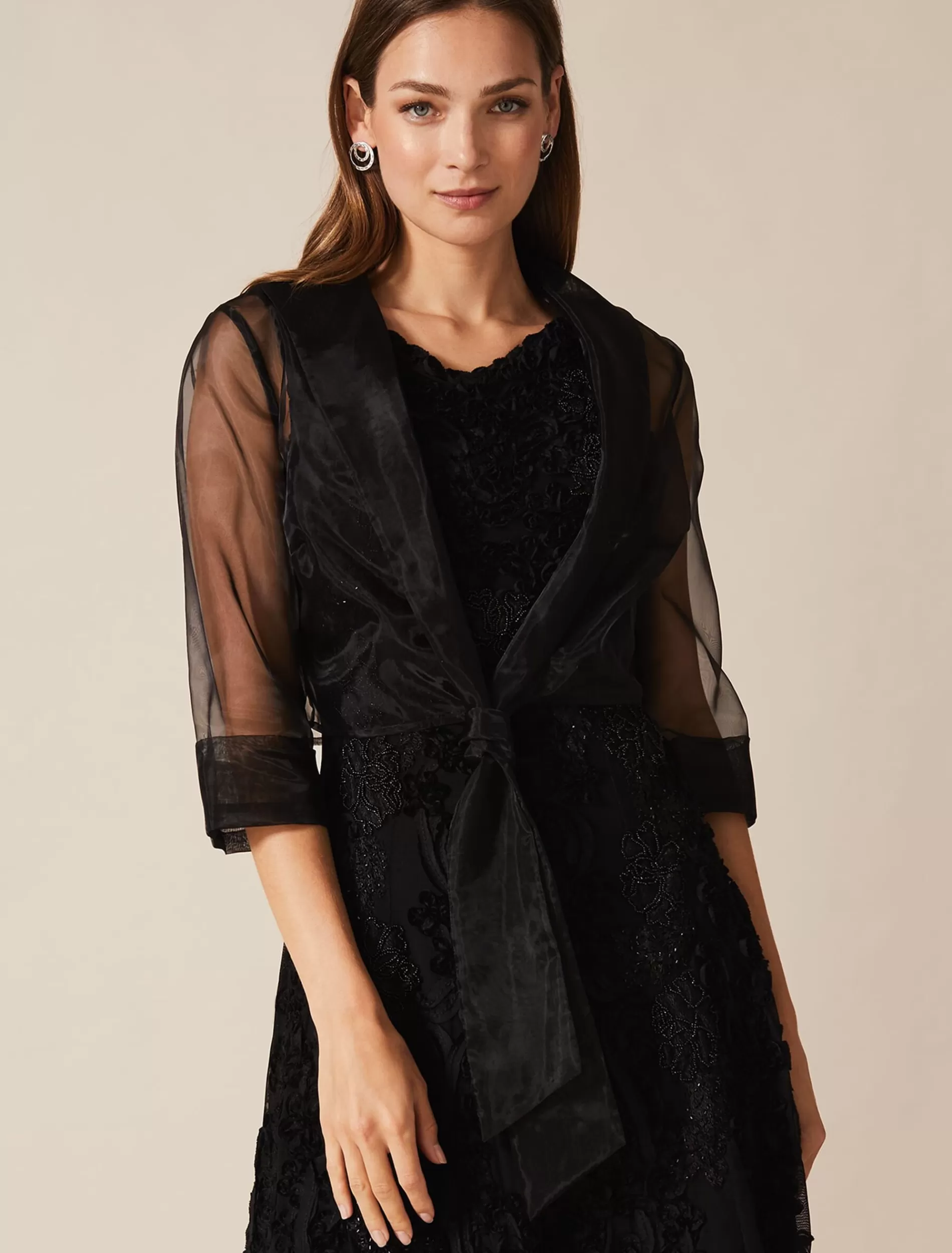 Phase Eight Frieda Sheer Organza Shrug Black New