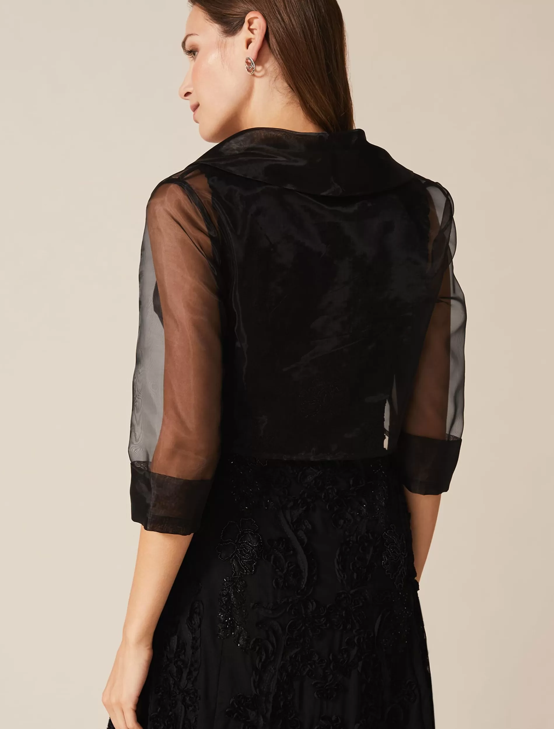 Phase Eight Frieda Sheer Organza Shrug Black New