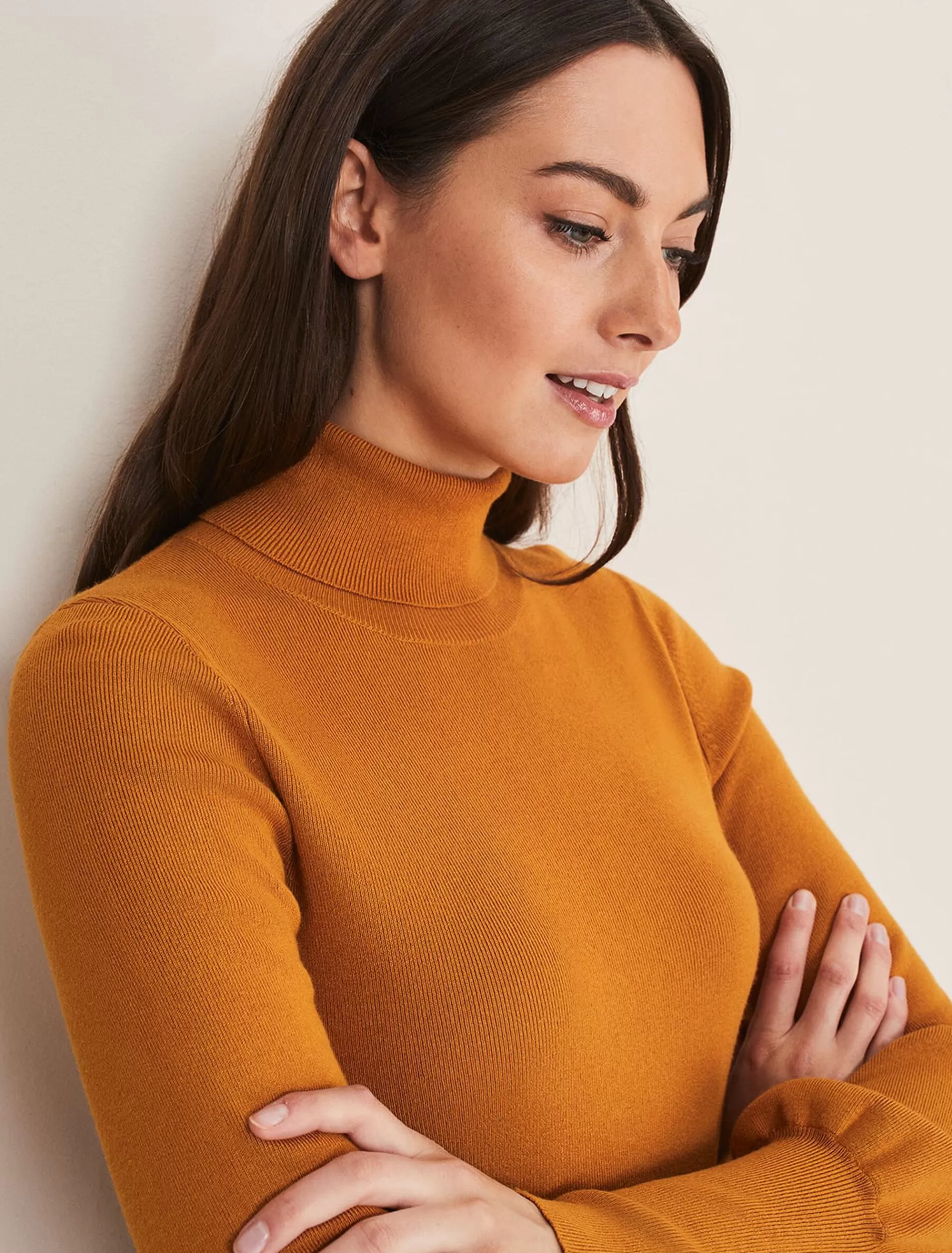 Phase Eight Gwyneth Balloon Sleeve Fine Knit Jumper Amber Cheap