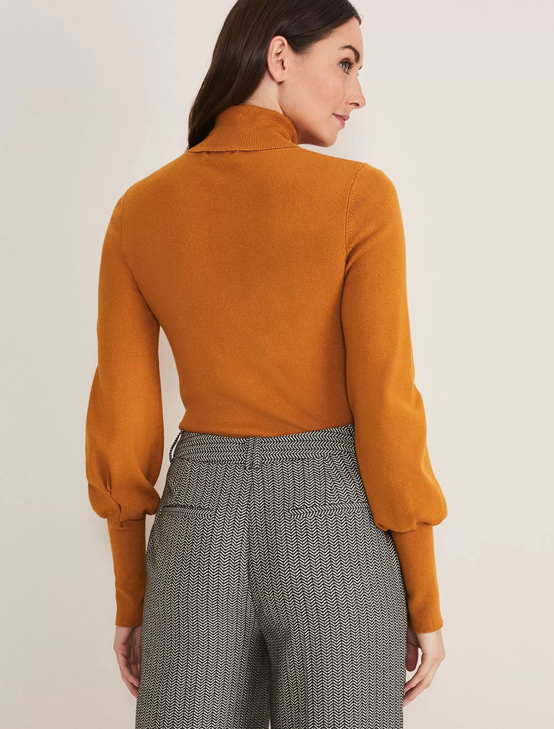 Phase Eight Gwyneth Balloon Sleeve Fine Knit Jumper Amber Cheap