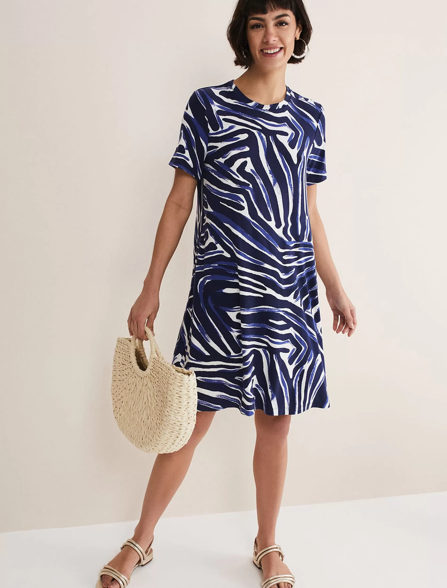 Phase Eight Isabelle Zebra Print Mini Dress Blue/Multi Store