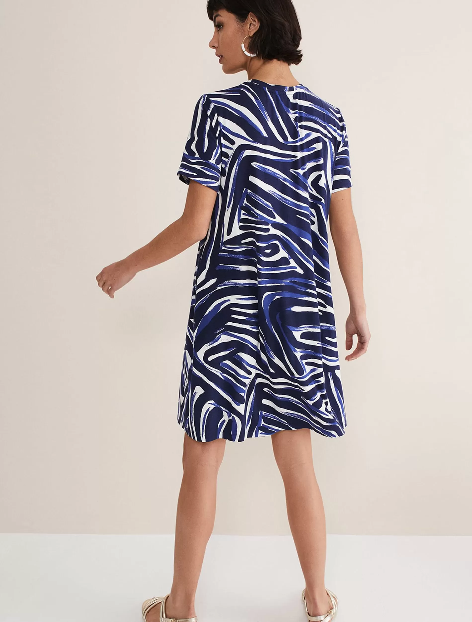 Phase Eight Isabelle Zebra Print Mini Dress Blue/Multi Store