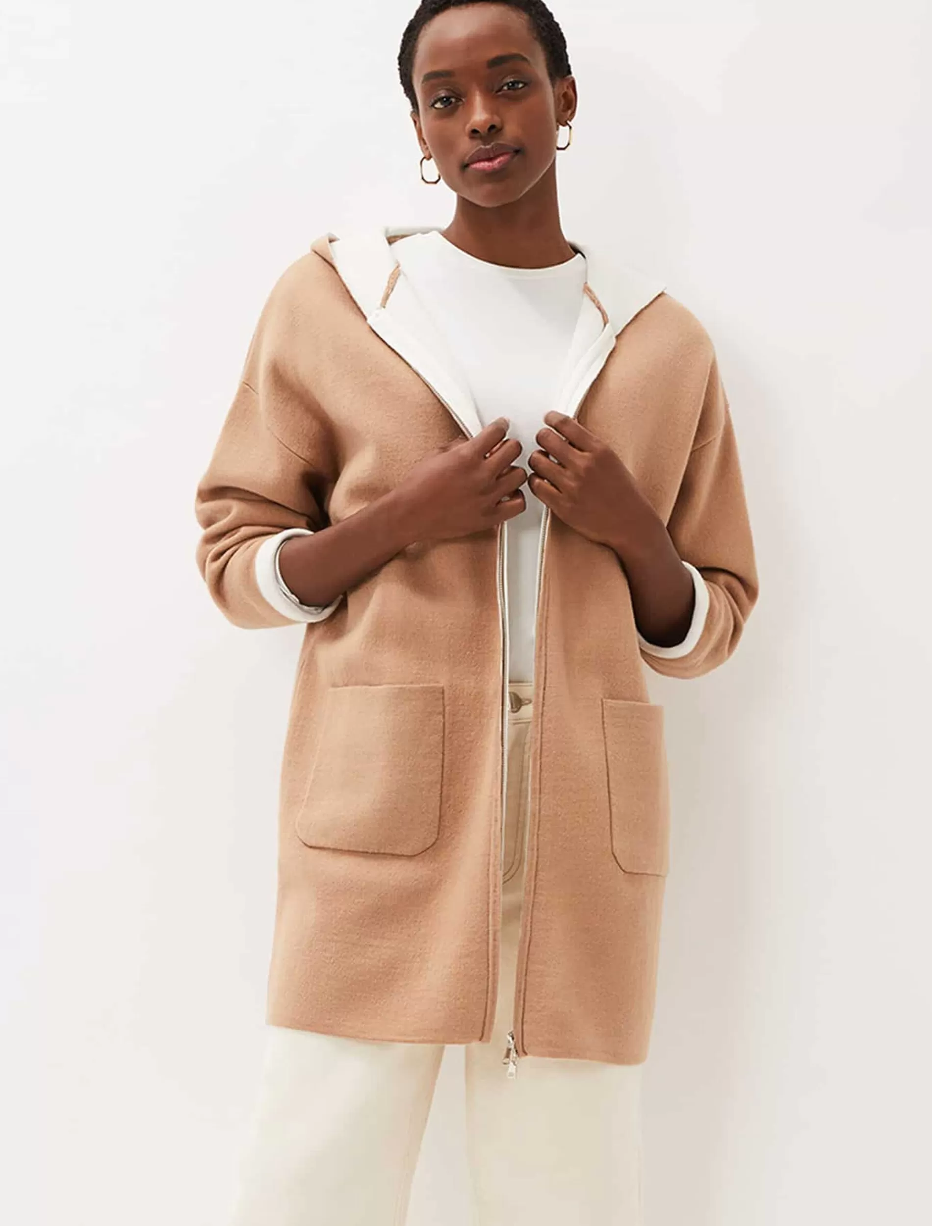 Phase Eight Jane Double Face Knit Coat Camel/Ivory Shop