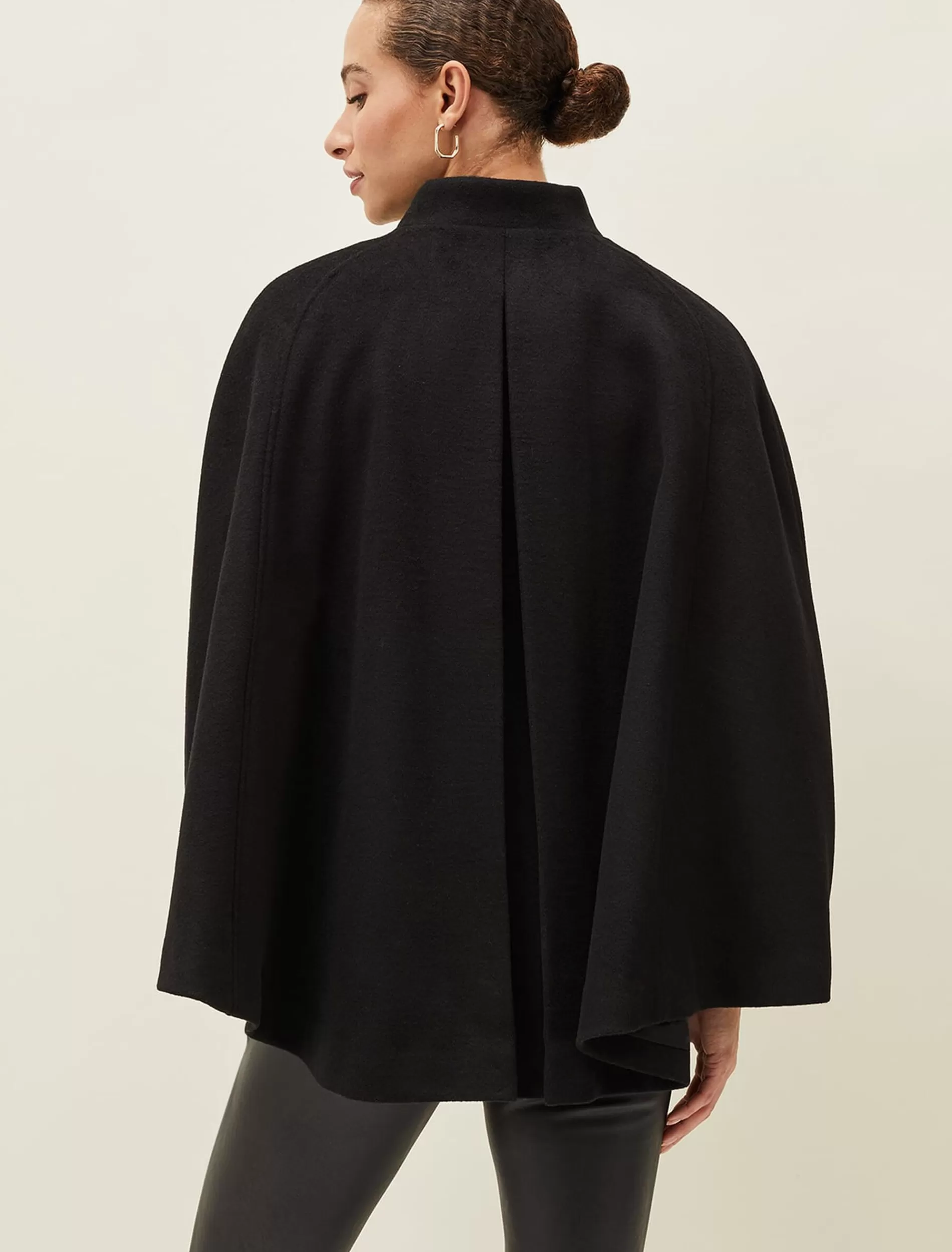 Phase Eight Jodie Wool Blend Cape Coat Black New