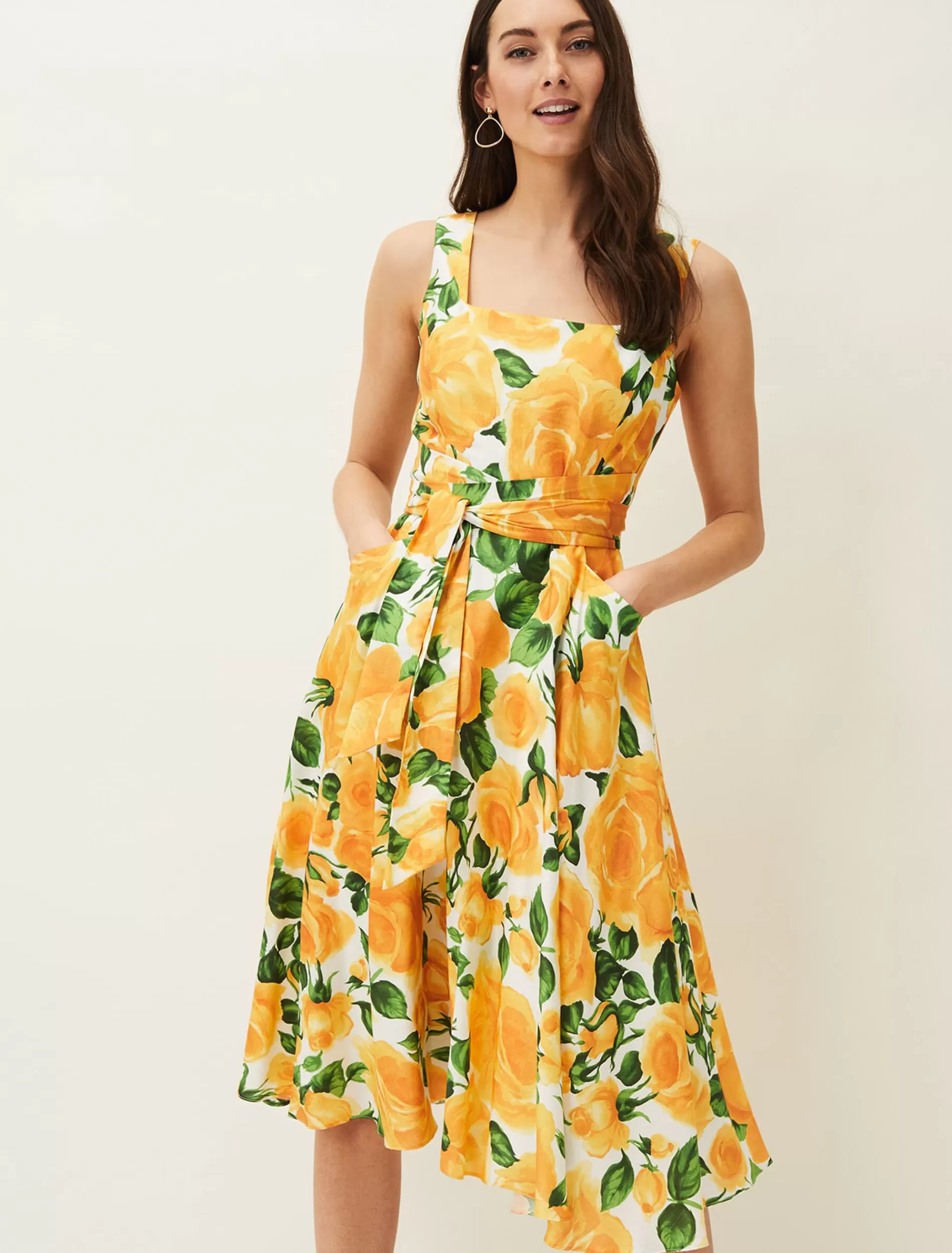 Phase Eight Lorelie Rose Heritage Print Dress Ivory/Canary Cheap