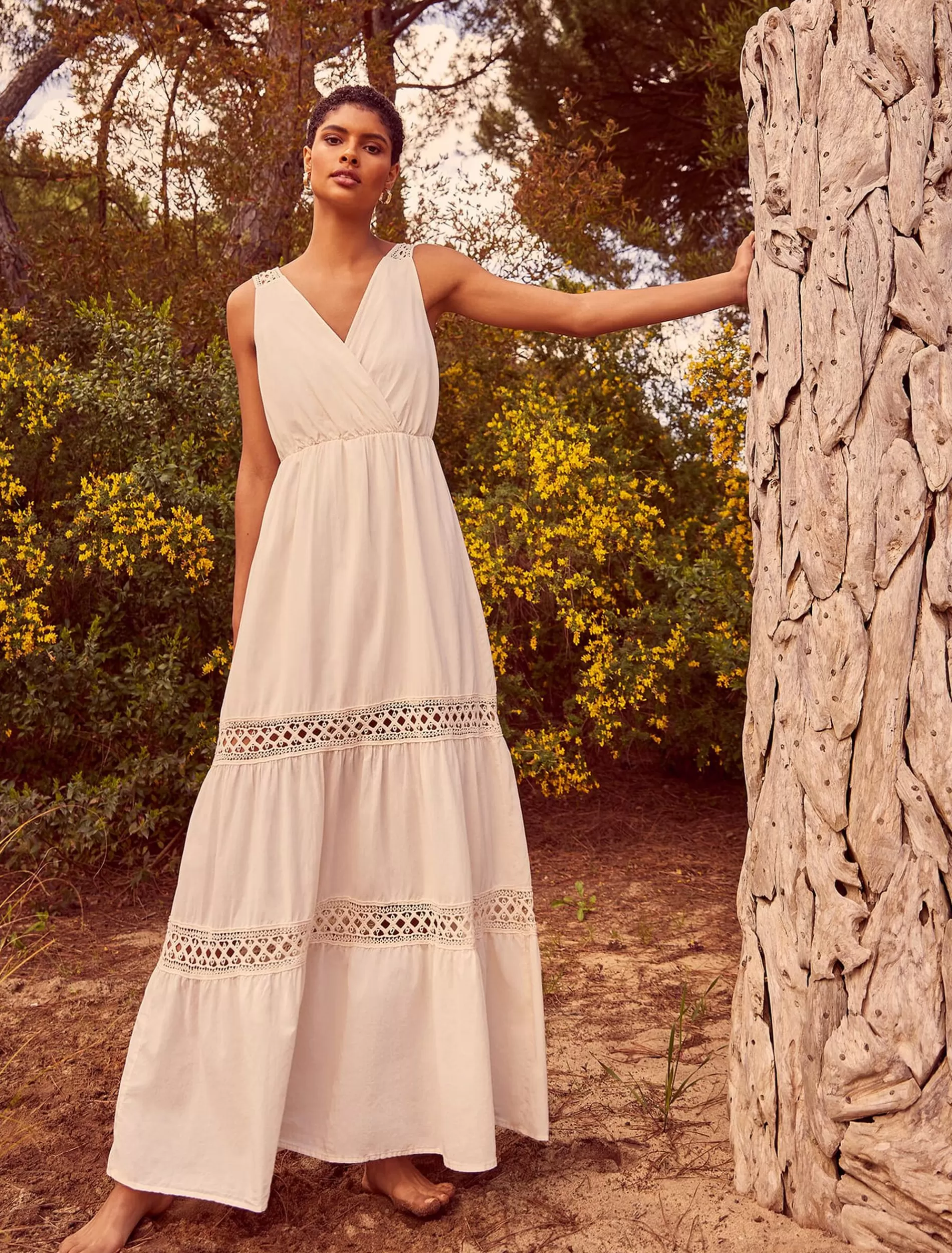 Phase Eight Mai Broderie Lace Maxi Dress Ivory Discount
