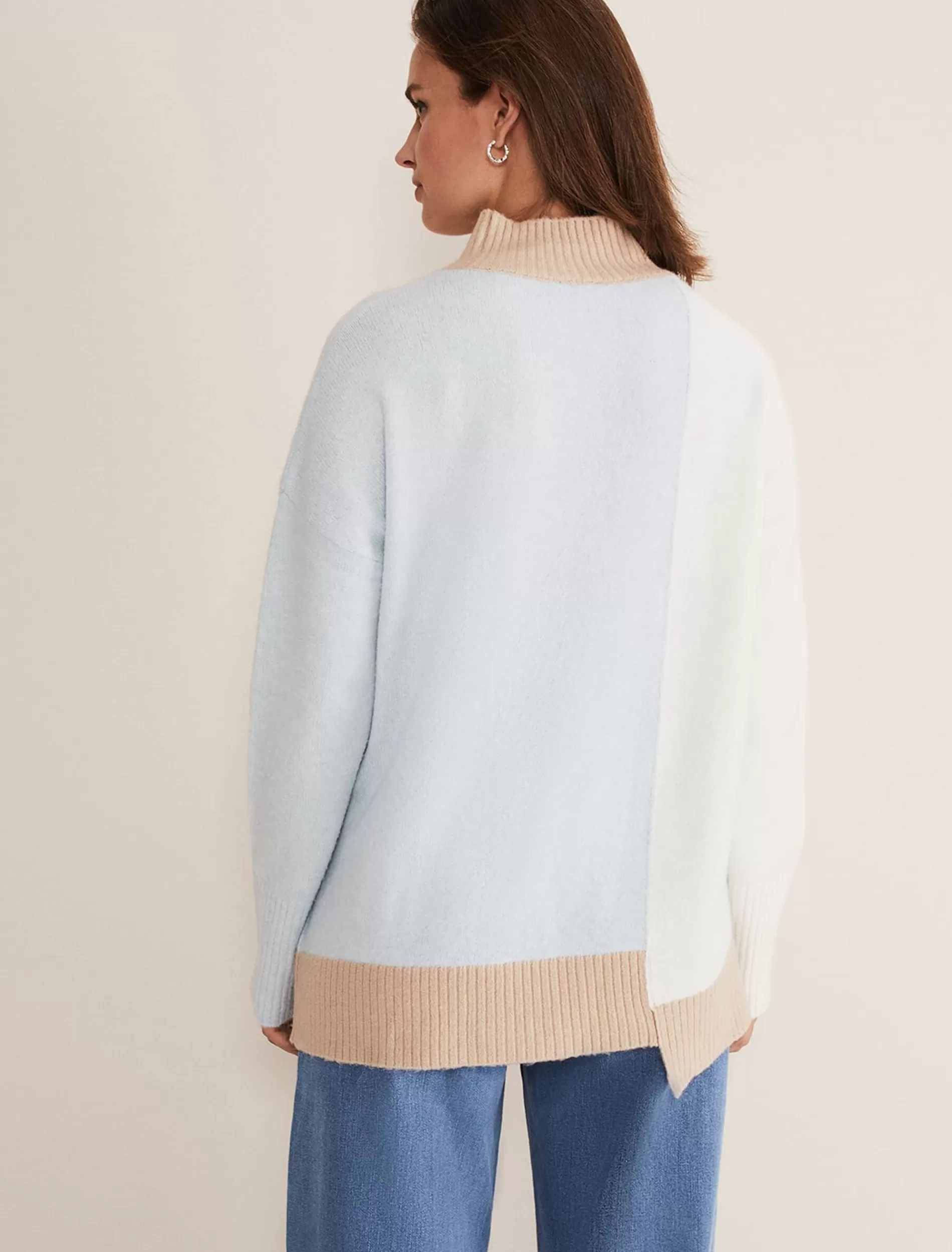 Phase Eight Mariella Cosy Asymmetric Jumper Ice Blue Clearance