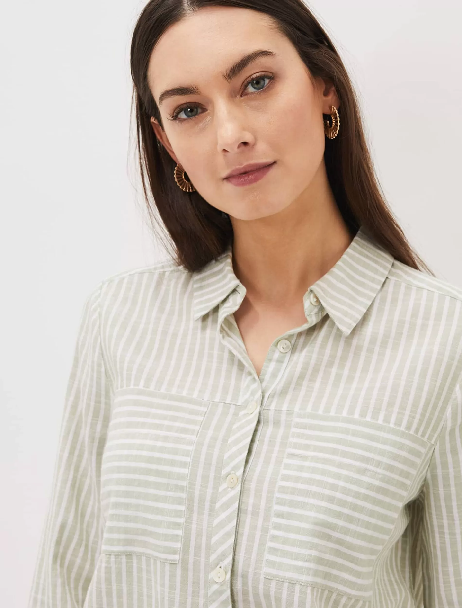 Phase Eight Oliva Ruched Side Stripe Shirt Sage Store