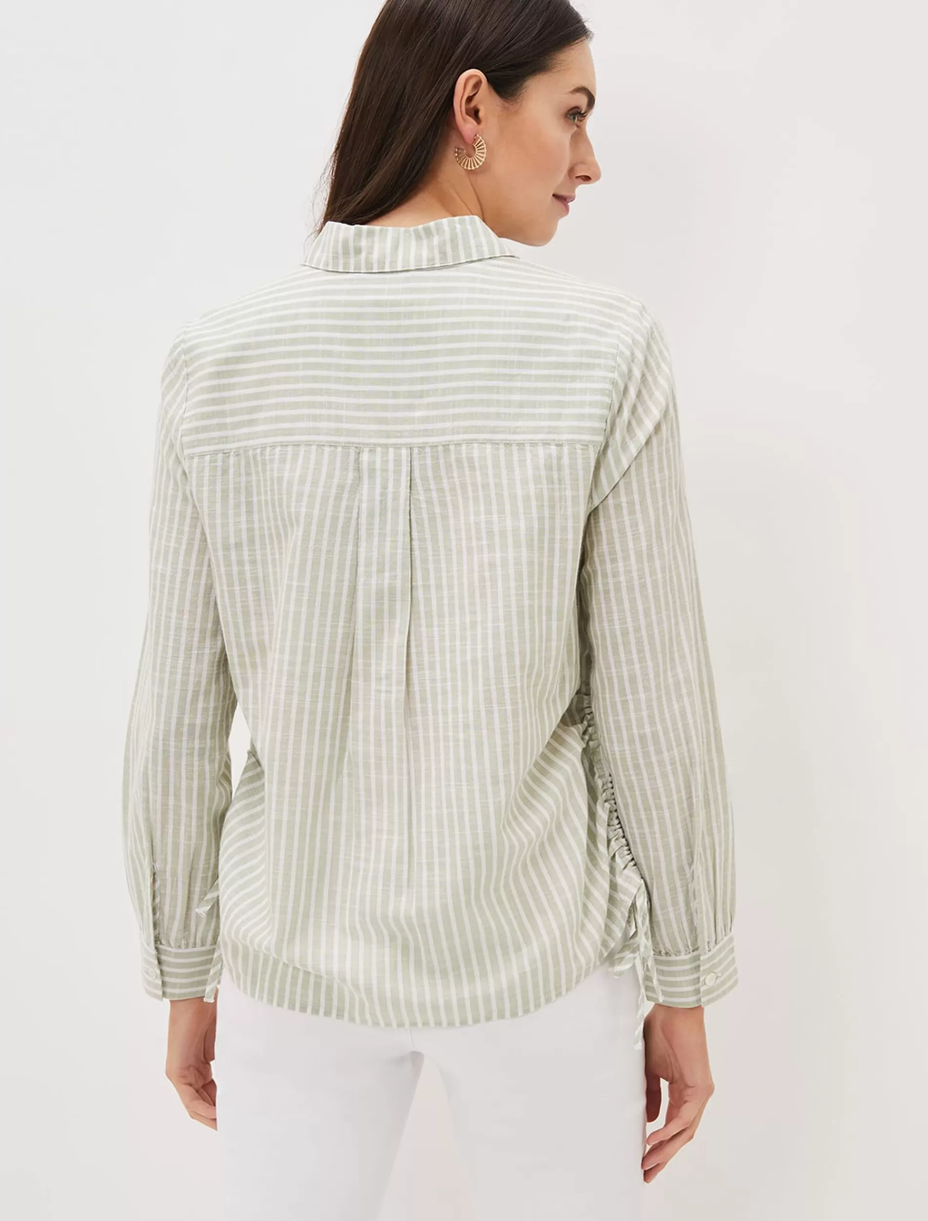 Phase Eight Oliva Ruched Side Stripe Shirt Sage Store