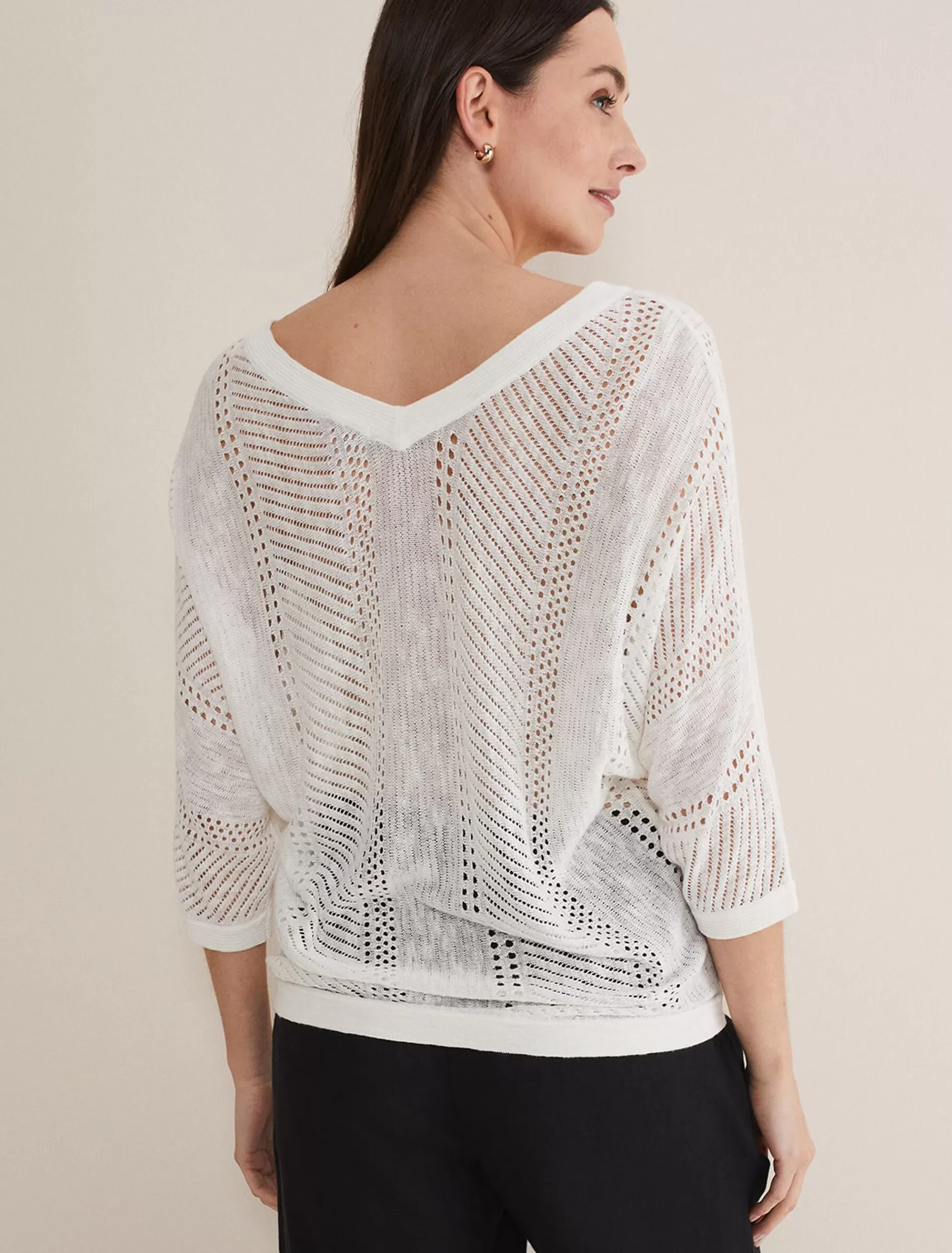 Phase Eight Vera Pointelle Stitch Jumper Ivory Cheap